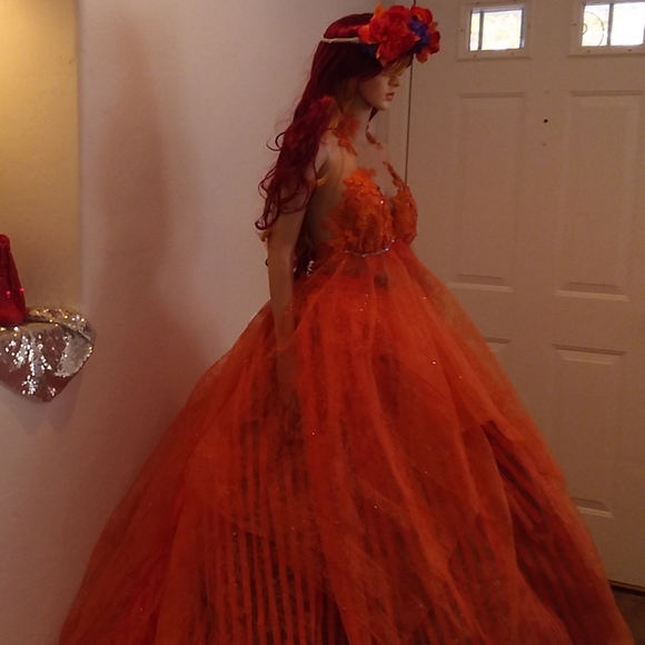 "ANNONA" Orange Harvest Boho Wedding Ballgown Set - Picture 8 of 14
